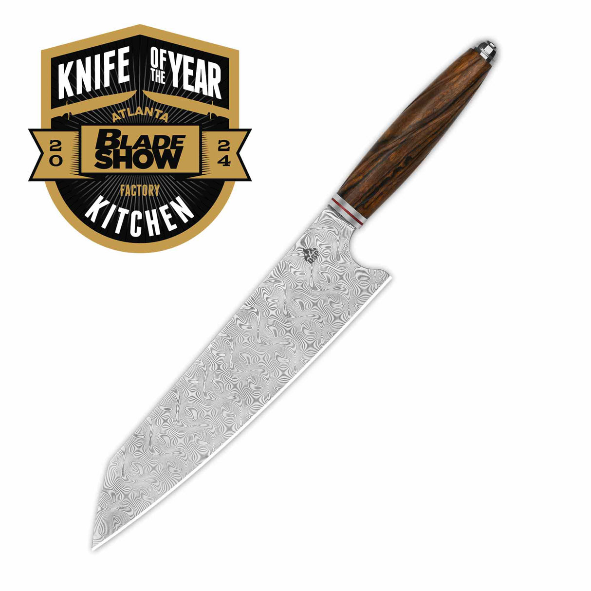 QSP Kitchen Knife 8'' Kiritsuke Damascus Blade Desert Iron Wood Handle Mulan Series QS-KK-004B