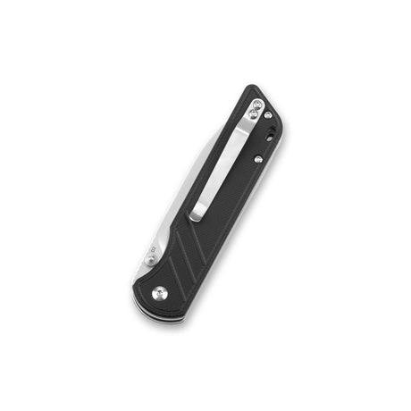 Black G10 handle pocket knife with D2 steel blade and reversible clip