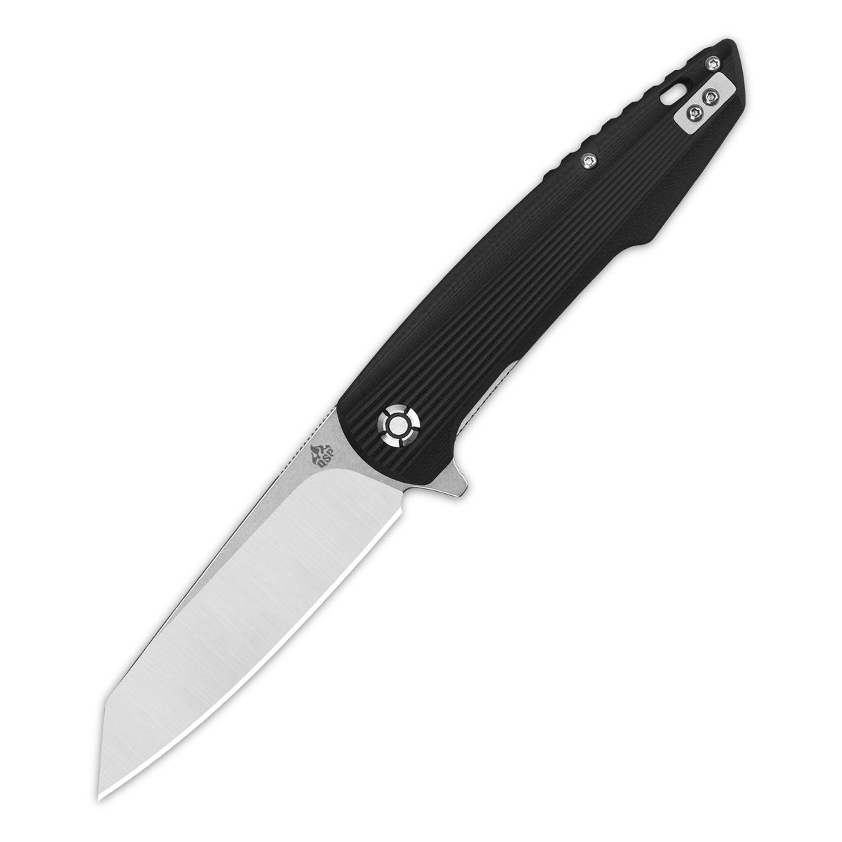 QSP Phoenix pocket knife with D2 blade and black G10 handle.