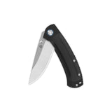 QSP Copperhead pocket knife featuring a Sandvik 14C28N blade and black G10 handle.