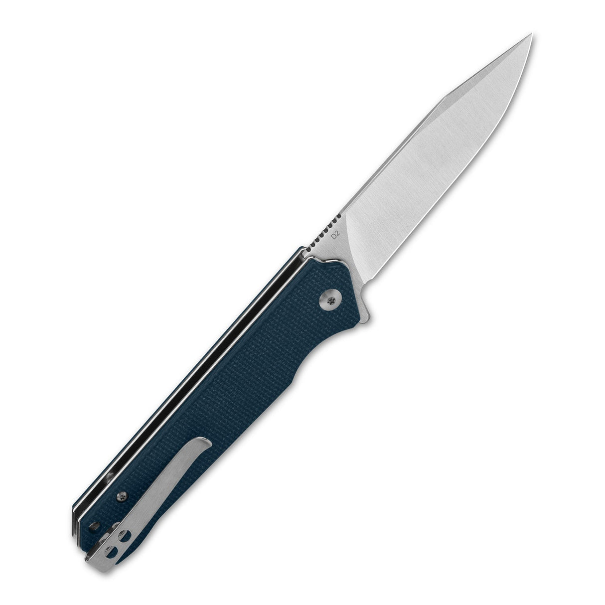 QSP Mamba V2 pocket knife featuring a blue micarta handle and D2 clip point blade