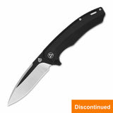 QSP Woodpecker Frame Lock Pocket Knife Böhler M390 Blade Black Stonewashed Titanium Handle