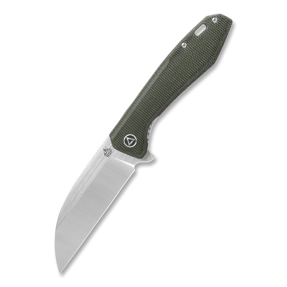 QSP Pelican Liner Lock Pocket Knife CPM S35VN Blade Green Micarta Handle