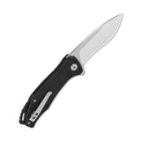 QSP Raven pocket knife featuring a sleek D2 blade and ergonomic black G10 handle