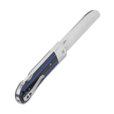 QSP Worker Lock Back Pocket Knife with satin Böhler N690 blade and blue G10 handle.