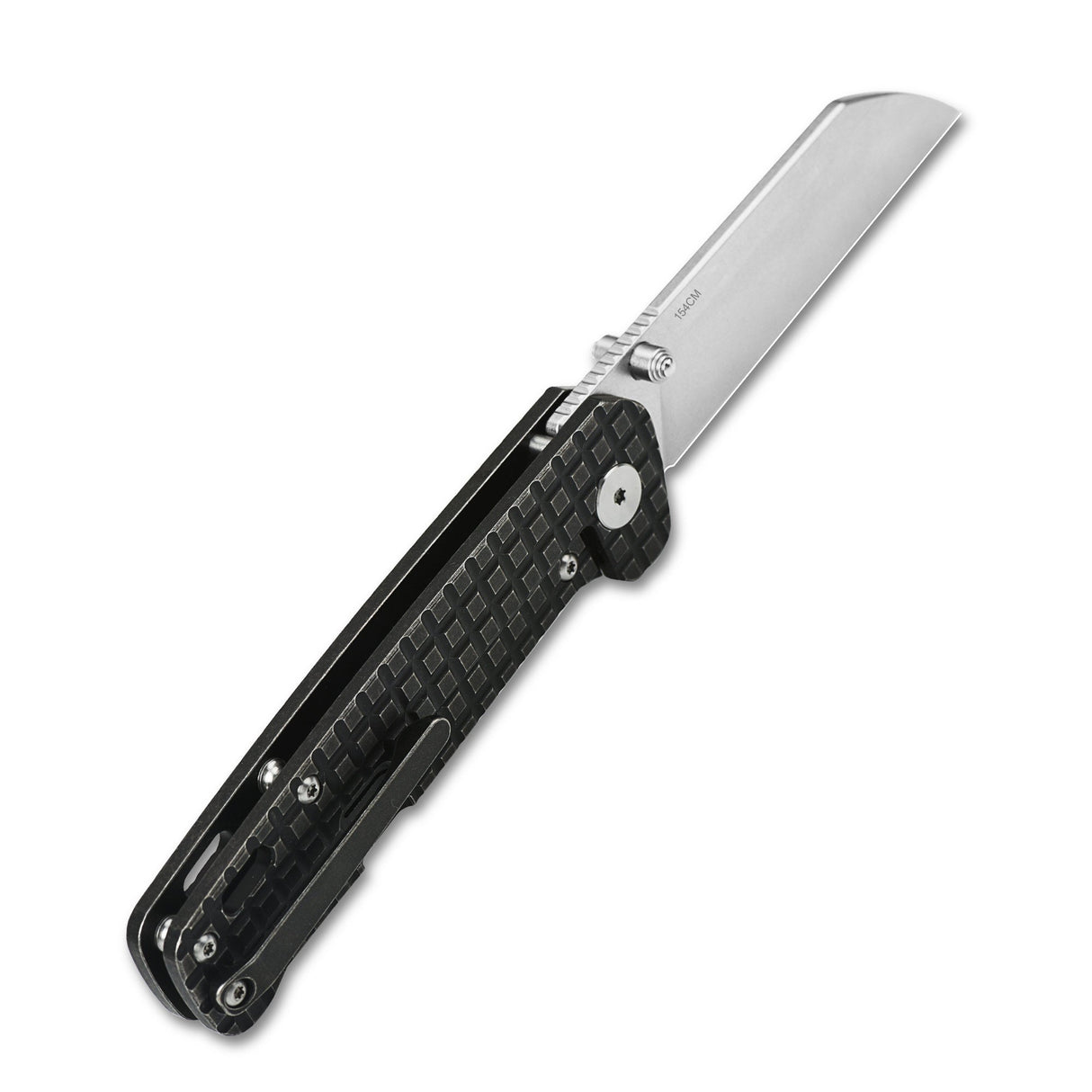 QSP Penguin Frame Lock Pocket Knife 154CM Blade Black Stonewashed Frag Ti Handle