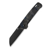 QSP Penguin Liner Lock Pocket Knife D2 Blade Blue Shredded CF overlay G10 Handle