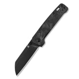 QSP Penguin Liner Lock Pocket Knife D2 Blade Black Shredded CF overlay G10 Handle