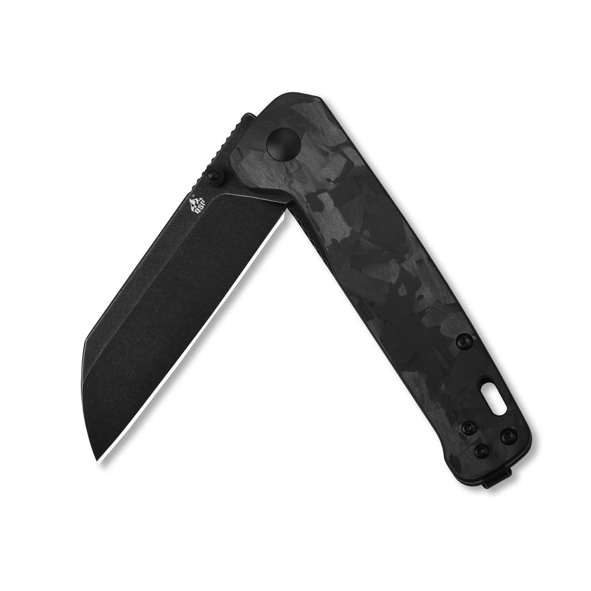 QSP Penguin Liner Lock Pocket Knife D2 Blade Black Shredded CF overlay G10 Handle