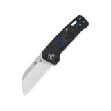 QSP Penguin Mini Liner Lock Pocket Knife 14C28N Blade Blue Shredded CF overlay G10 Handle