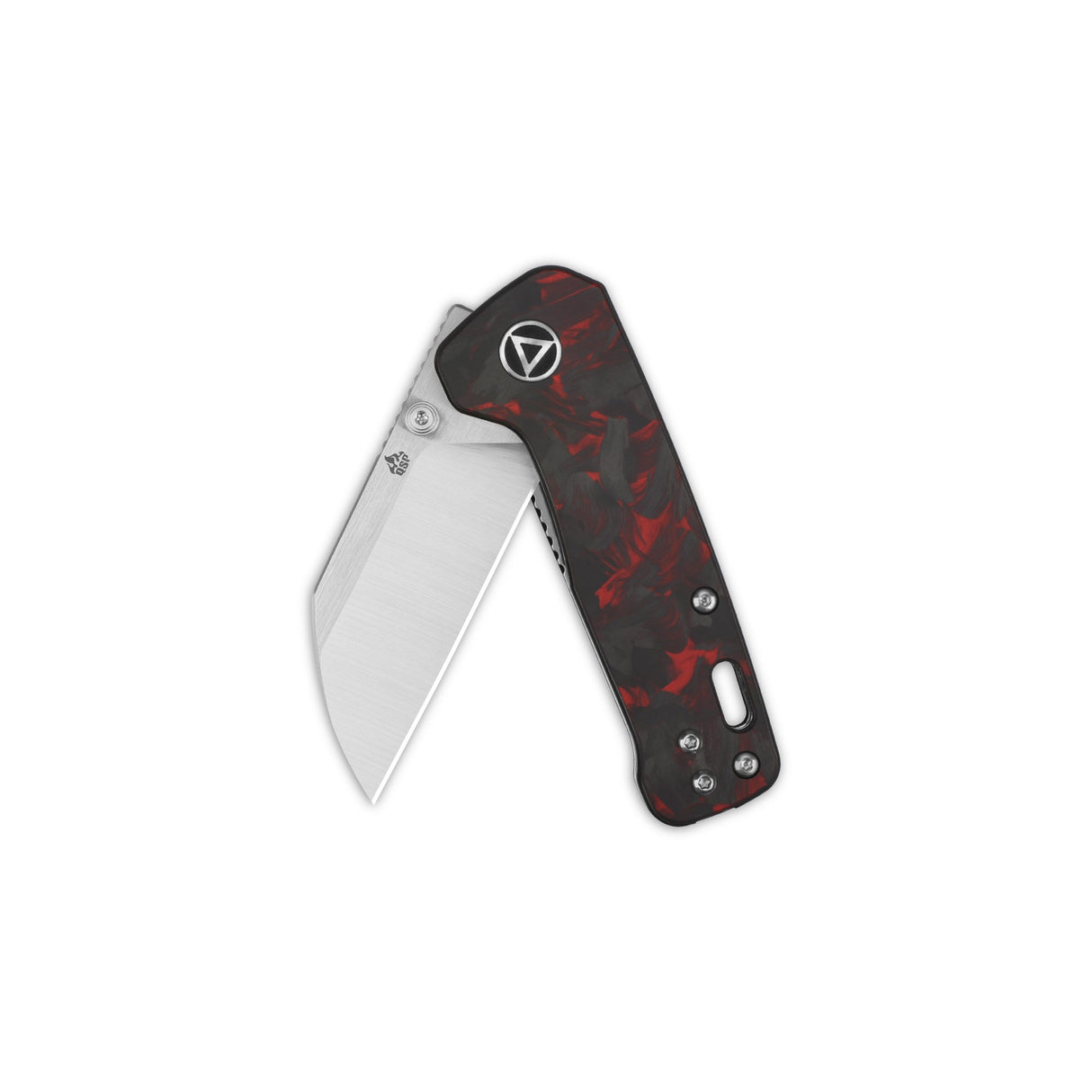 QSP Penguin Mini Liner Lock Pocket Knife 14C28N Blade Red Shredded CF overlay G10 Handle