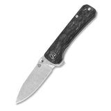 QSP Hawk Liner Lock Pocket Knife with Damascus Blade and Carbon Fiber Handle