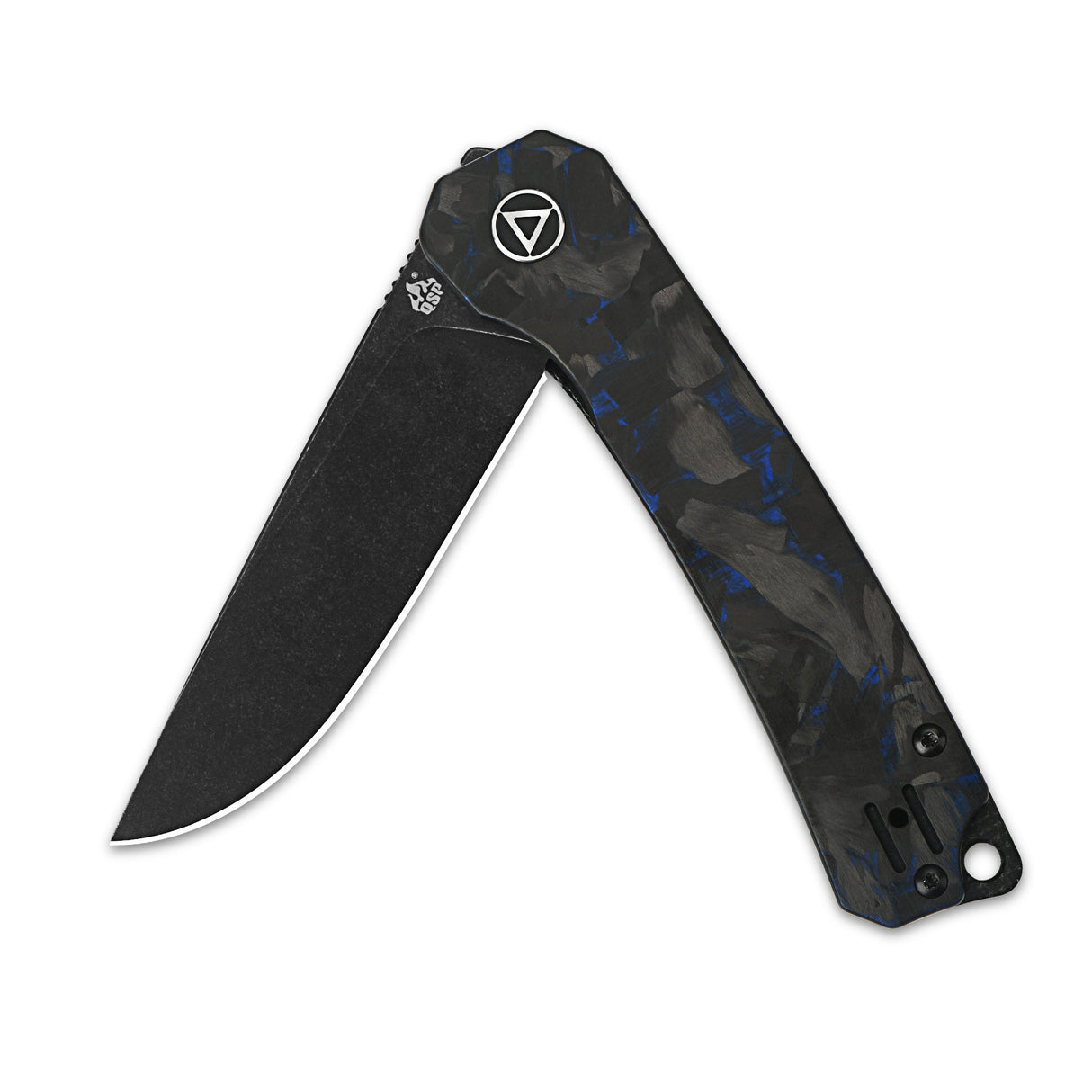 QSP Osprey pocket knife with blue-black G10 handle and 14C28N drop point blade.