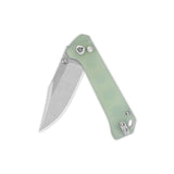 QSP Grebe Button Lock Pocket Knife 14C28N blade Jade G10 Handle