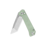 QSP Grebe T Button Lock Pocket Knife 14C28N blade Jade G10 Handle