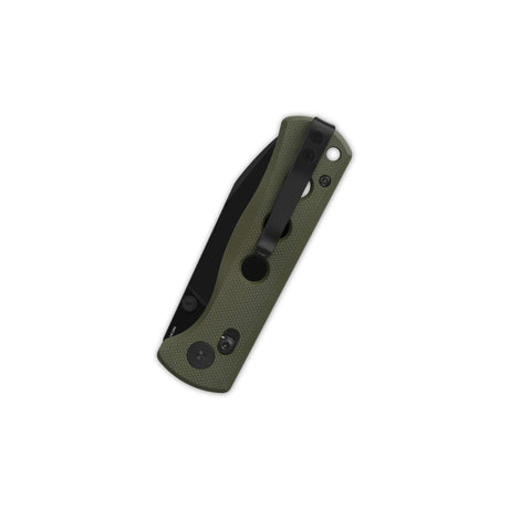 QSP Canary Glyde Lock pocket knife, olive green handle with black blade folded