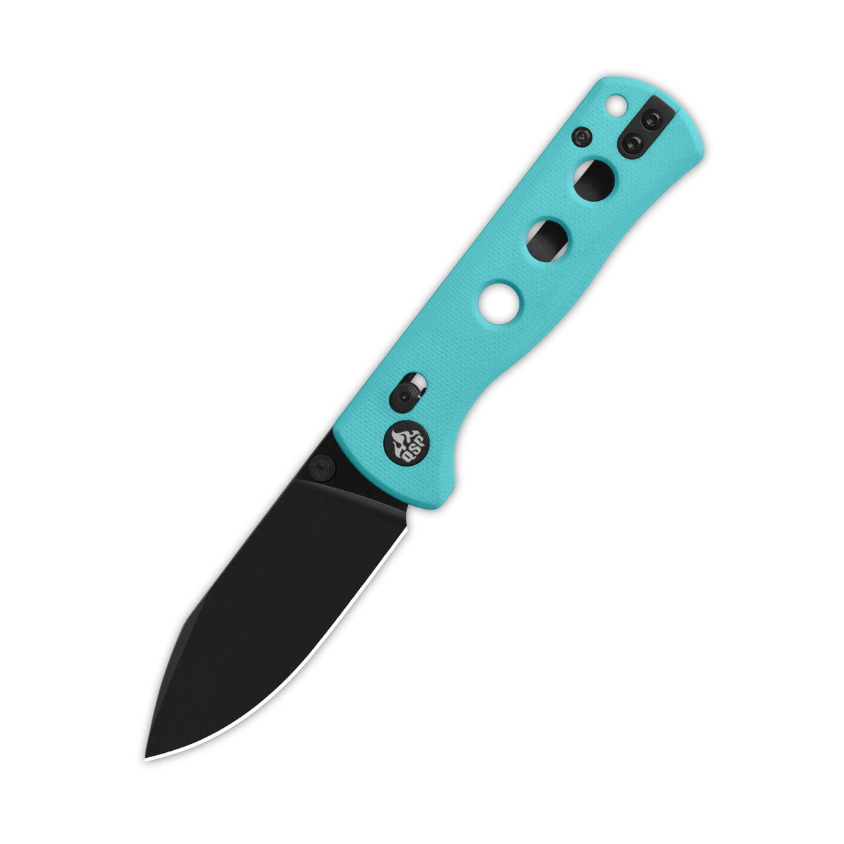 QSP Canary Glyde Lock Pocket Knife with black blade and Tiffany Blue G10 handle