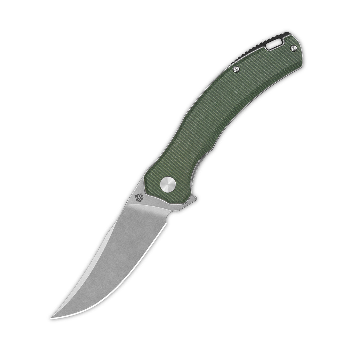 QSP Walrus Liner Lock Pocket Knife D2 Blade Green Micarta Handle