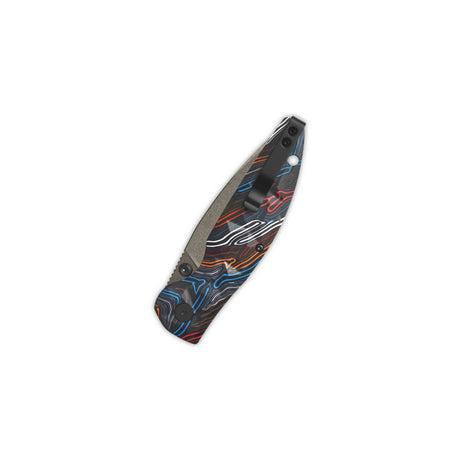 Colorful G10 handle of QSP Turtle Punk pocket knife with unique wave design