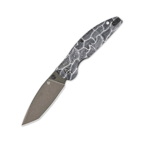 QSP Turtle Punk Pocket Knife 14C28N Blade Black/White G10 Handle
