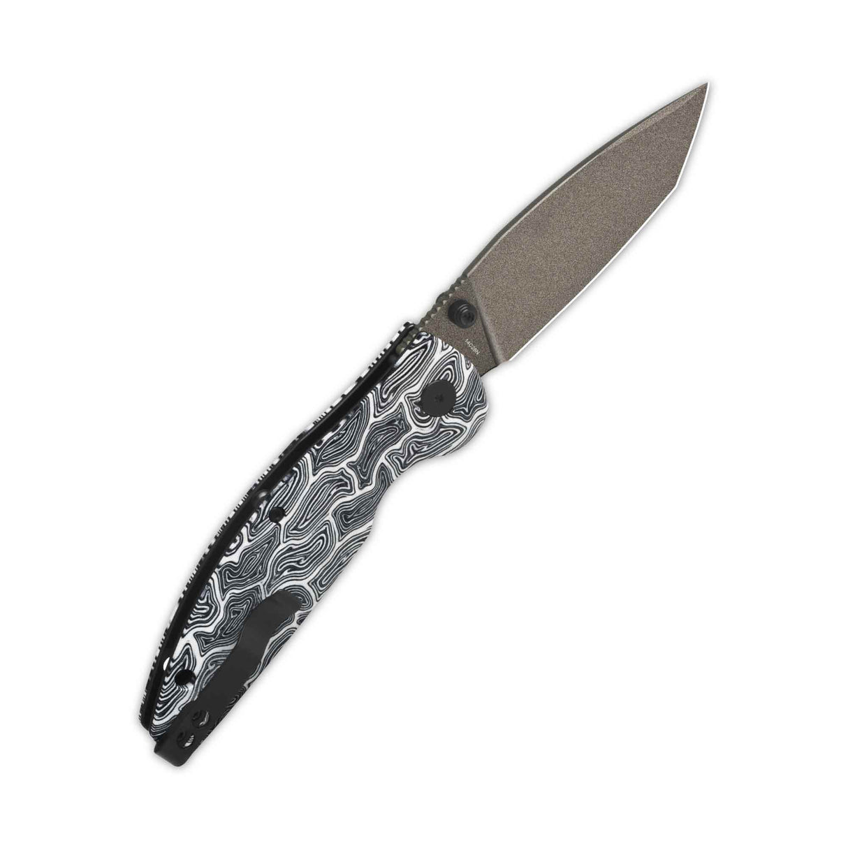 QSP Turtle Punk Pocket Knife 14C28N Blade Black/White G10 Handle