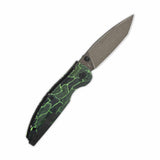 QSP Turtle Punk Pocket Knife 14C28N Blade Black/Green G10 Handle