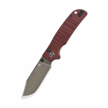 QSP Kali Button Lock Pocket Knife 14C28N Blade Dark Red G10 Handle