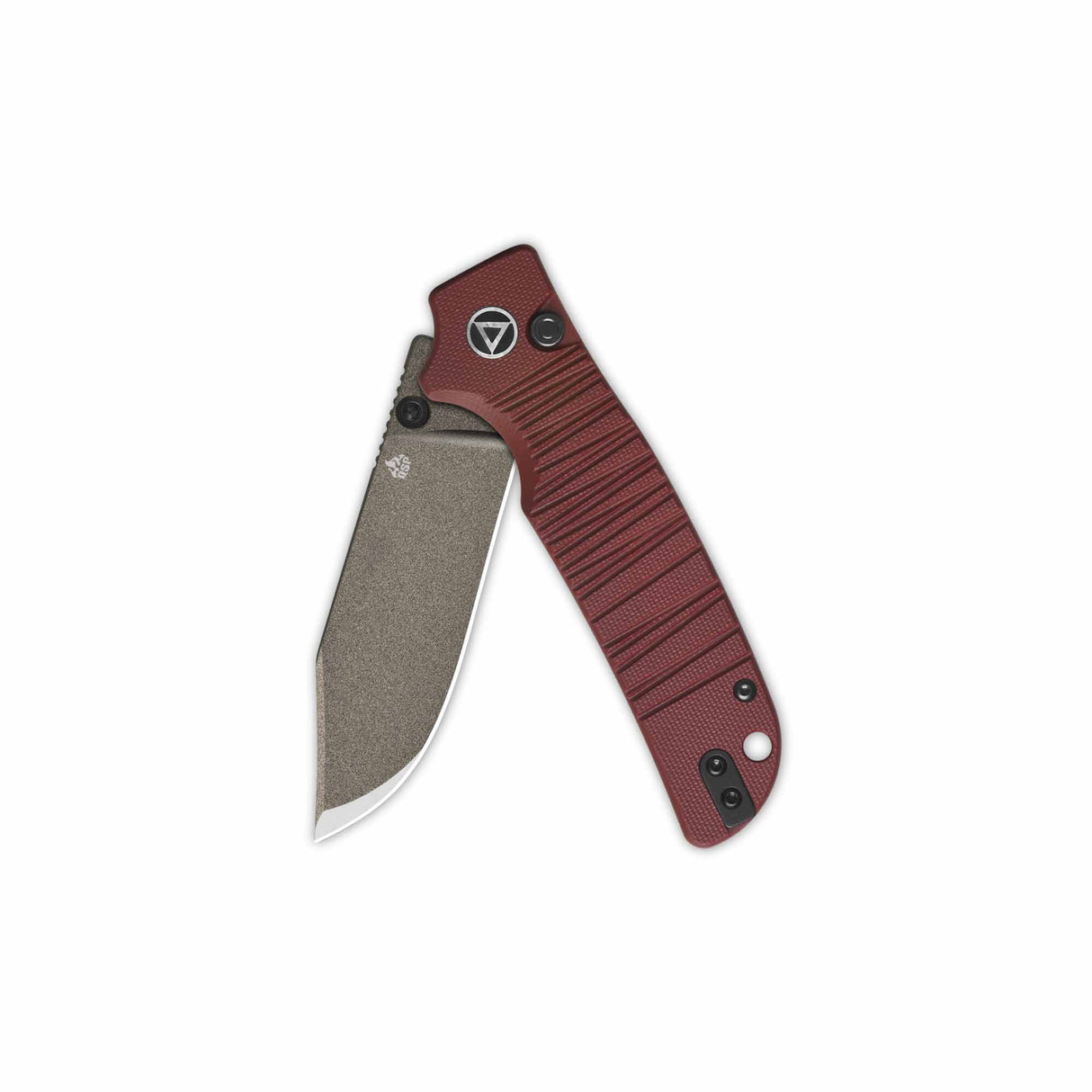 QSP Kali Button Lock Pocket Knife 14C28N Blade Dark Red G10 Handle