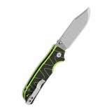 QSP Kali Button Lock Pocket Knife 14C28N Blade Black/Neon G10 Handle