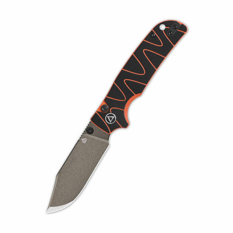 QSP Kali Button Lock Pocket Knife 14C28N Blade Black/Orange G10 Handle