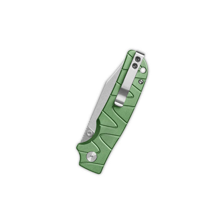 QSP Kali Button Lock Pocket Knife 14C28N Blade Green Aluminium Handle