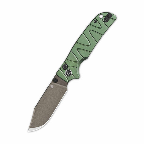 QSP Kali Button Lock Pocket Knife 14C28N Blade Green Aluminium Handle
