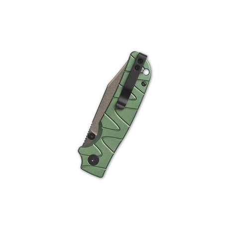 QSP Kali Button Lock Pocket Knife 14C28N Blade Green Aluminium Handle