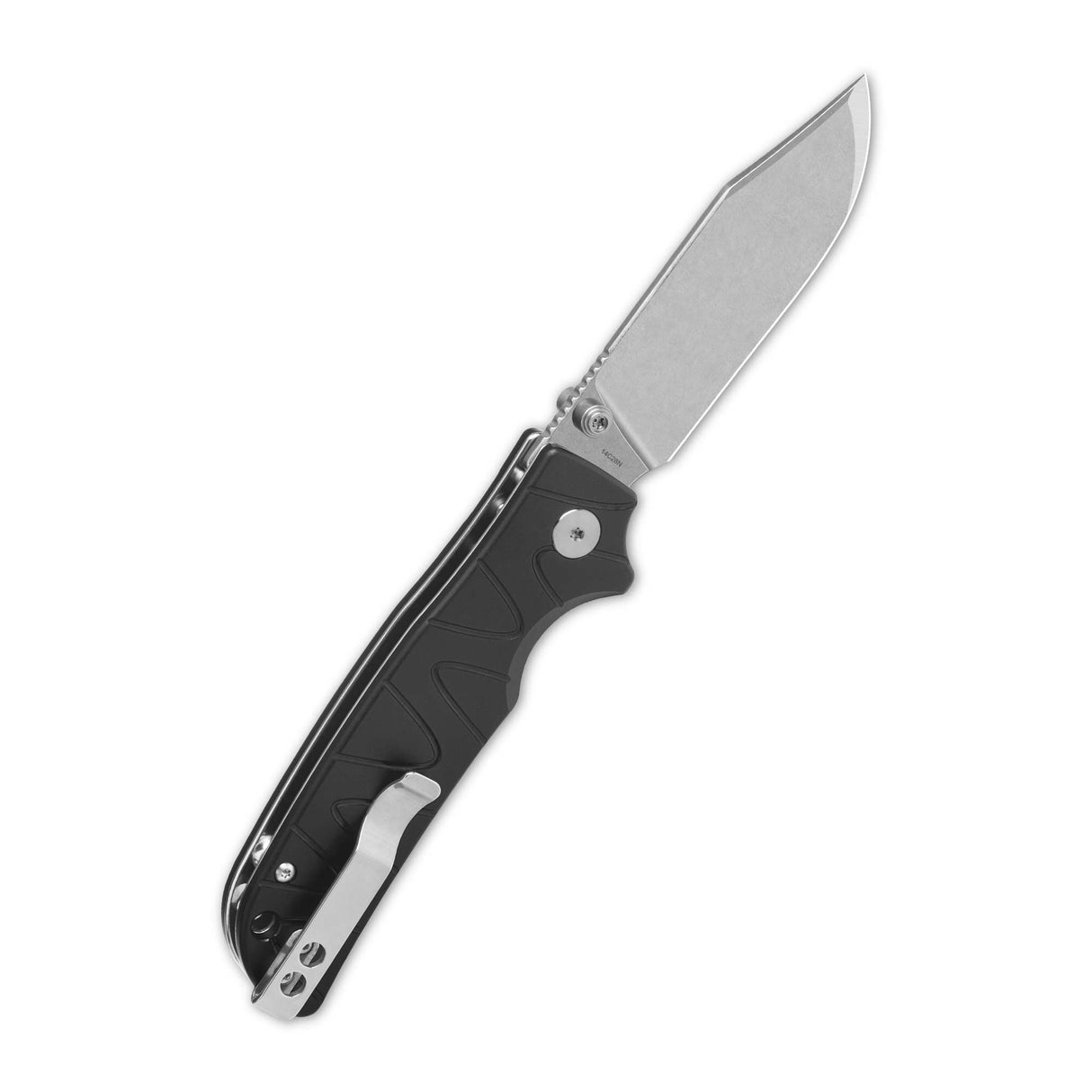 QSP Kali Button Lock Pocket Knife 14C28N Blade Black Aluminium Handle