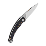 QSP Dolphin Liner Lock Pocket Knife 14C28N Blade Carbon Fiber Handle