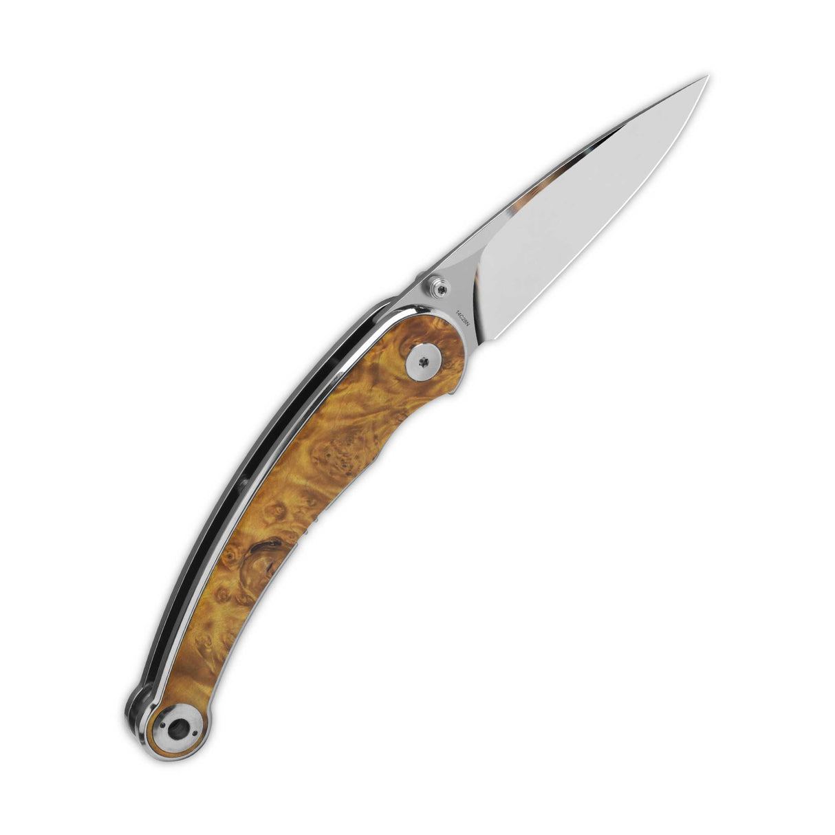 QSP Dolphin Liner Lock Pocket Knife 14C28N Blade Stabilized Wood Handle