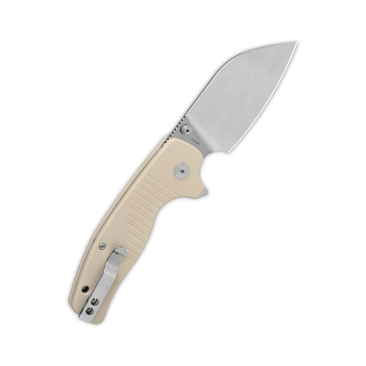 QSP Chefmaster Liner Lock Pocket Knife 14C28N Blade Ivory white G10 Handle