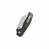 QSP Chefmaster Liner Lock Pocket Knife 14C28N Blade Brown Coarse Micarta Handle