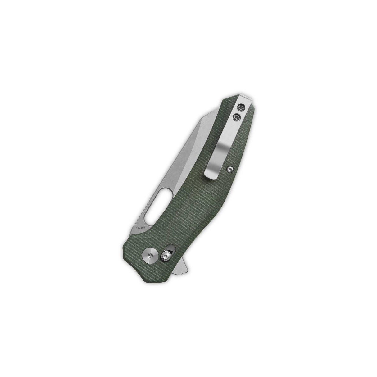 QSP Emu Glyde Lock Pocket Knife 14C28N Blade Green Micarta Handle