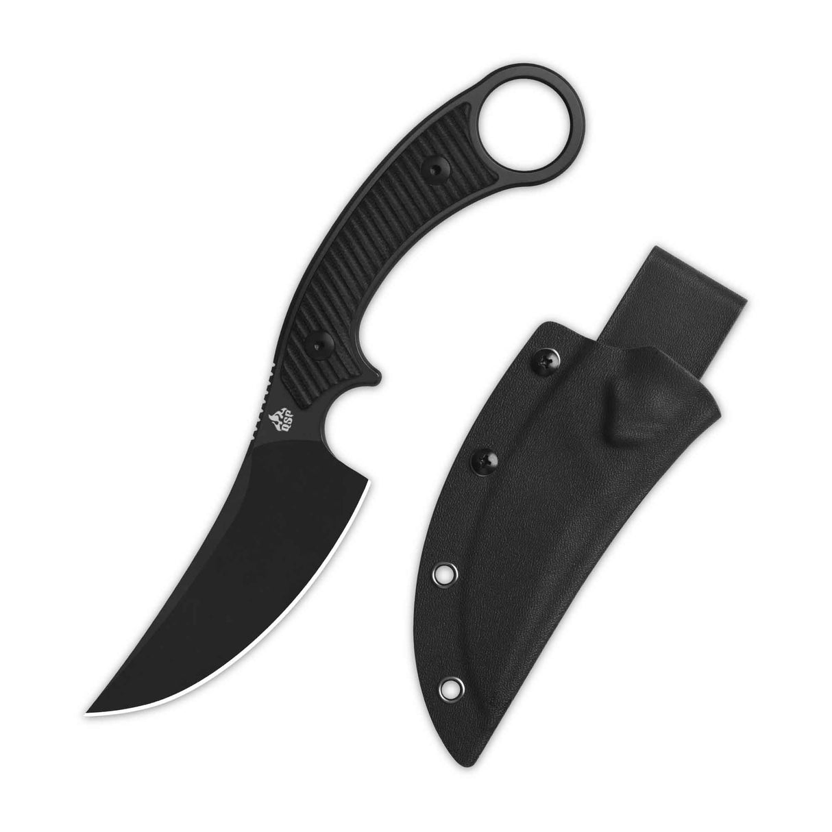 QSP Viper Fixed Blade Knife 10Cr15MoV Blade Black G10 Handle